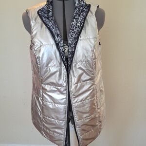 Chico's Metallic Silver Reversible Vest